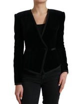 Dolce & Gabbana Black Velvet Cotton Double Breasted Jacket -   -  Dolce & Gabbana.